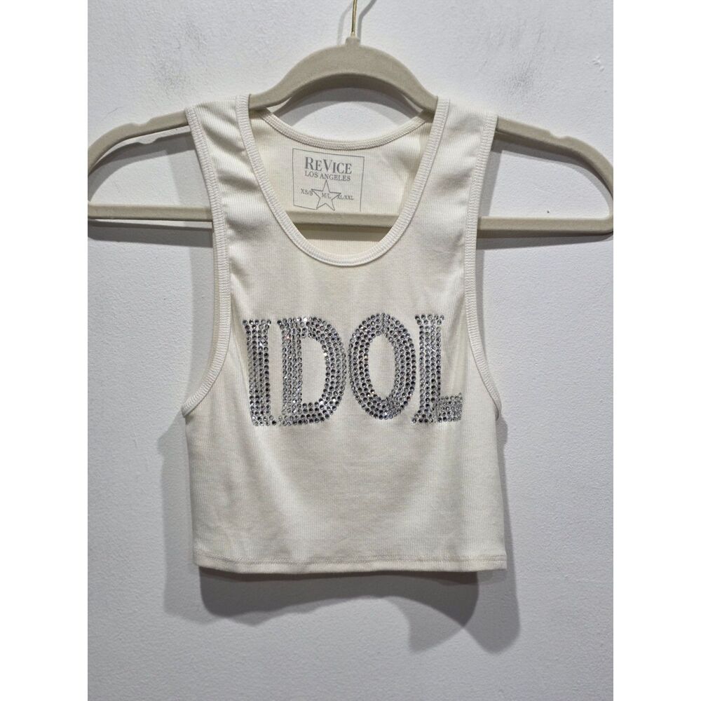 Revice IDOL Rhinestone Baby Tank Top M/L Y2K Coquette Pop Star Glam Crop